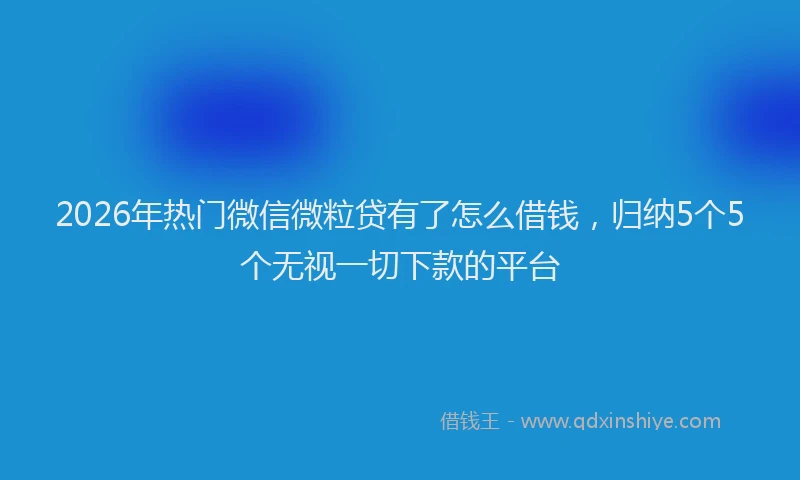 2026年热门微信微粒贷有了怎么借钱，归纳5个5个无视一切下款的平台