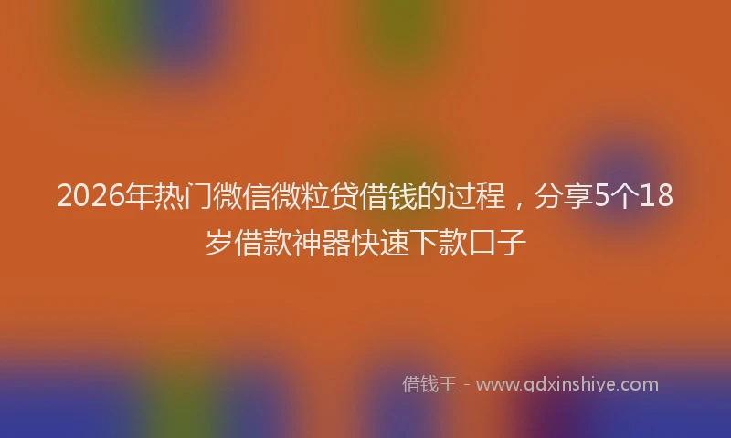 2026年热门微信微粒贷借钱的过程，分享5个18岁借款神器快速下款口子
