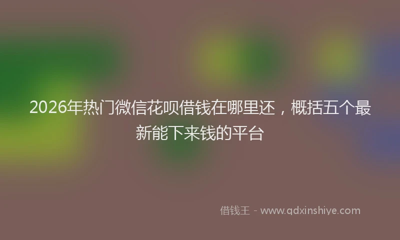 2026年热门微信花呗借钱在哪里还，概括五个最新能下来钱的平台