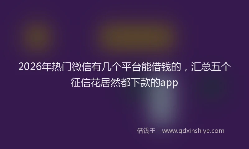 2026年热门微信有几个平台能借钱的，汇总五个征信花居然都下款的app