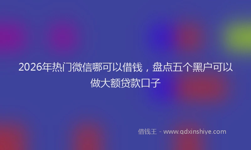 2026年热门微信哪可以借钱，盘点五个黑户可以做大额贷款口子