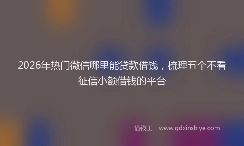 2026年热门微信哪里能贷款借钱，梳理五个不看征信小额借钱的平台
