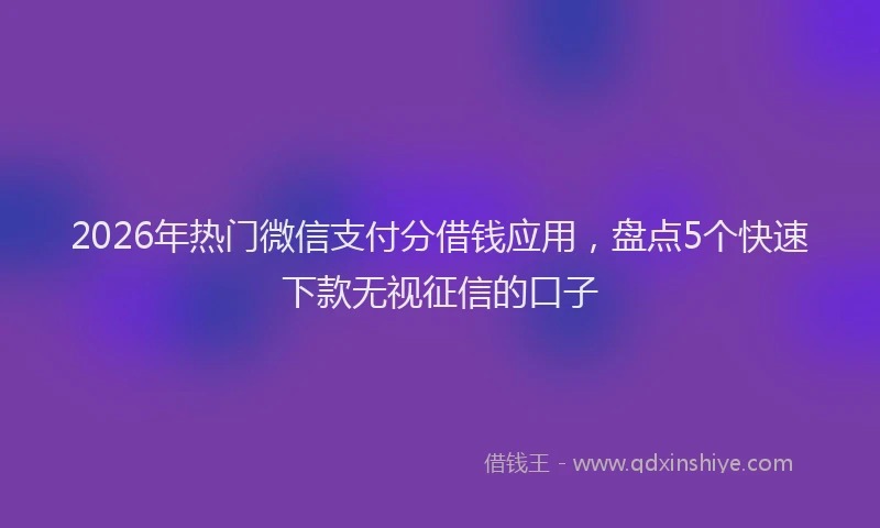 2026年热门微信支付分借钱应用，盘点5个快速下款无视征信的口子