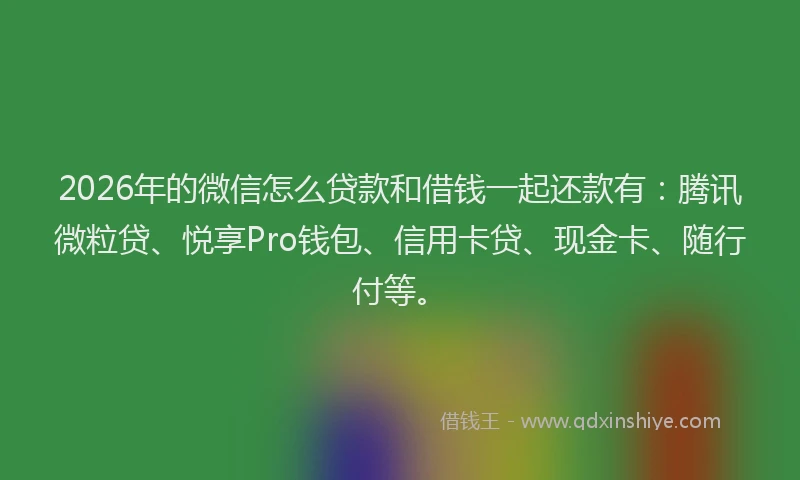 2026年的微信怎么贷款和借钱一起还款有：腾讯微粒贷、悦享Pro钱包、信用卡贷、现金卡、随行付等。