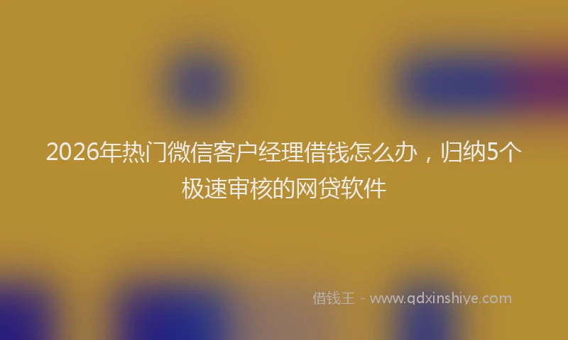 2026年热门微信客户经理借钱怎么办，归纳5个极速审核的网贷软件