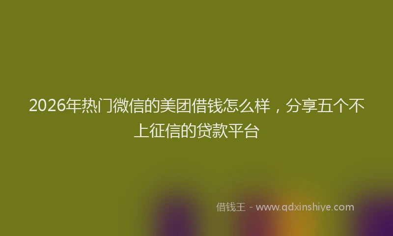2026年热门微信的美团借钱怎么样，分享五个不上征信的贷款平台