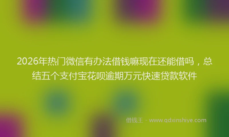 2026年热门微信有办法借钱嘛现在还能借吗，总结五个支付宝花呗逾期万元快速贷款软件