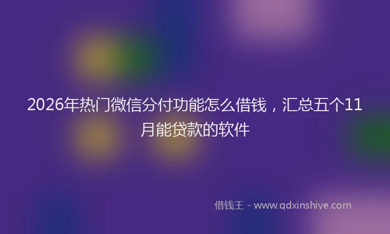 2026年热门微信分付功能怎么借钱，汇总五个11月能贷款的软件