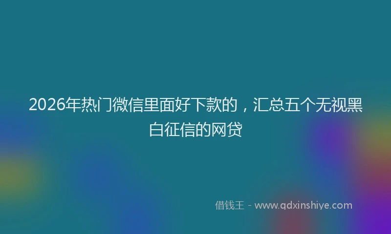 2026年热门微信里面好下款的，汇总五个无视黑白征信的网贷