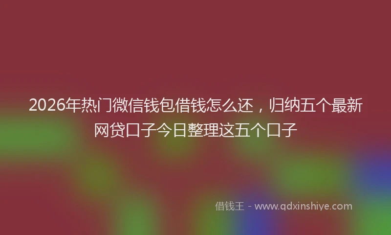 2026年热门微信钱包借钱怎么还，归纳五个最新网贷口子今日整理这五个口子