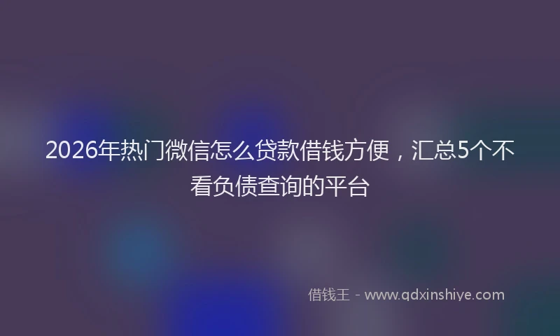 2026年热门微信怎么贷款借钱方便，汇总5个不看负债查询的平台