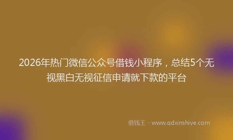 2026年热门微信公众号借钱小程序，总结5个无视黑白无视征信申请就下款的平台