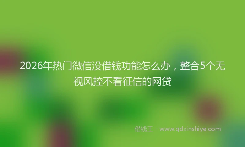 2026年热门微信没借钱功能怎么办，整合5个无视风控不看征信的网贷
