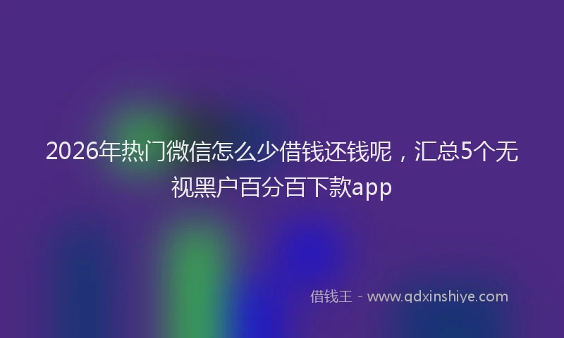 2026年热门微信怎么少借钱还钱呢，汇总5个无视黑户百分百下款app