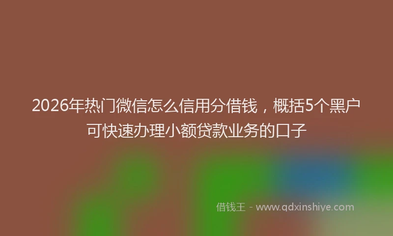 2026年热门微信怎么信用分借钱，概括5个黑户可快速办理小额贷款业务的口子