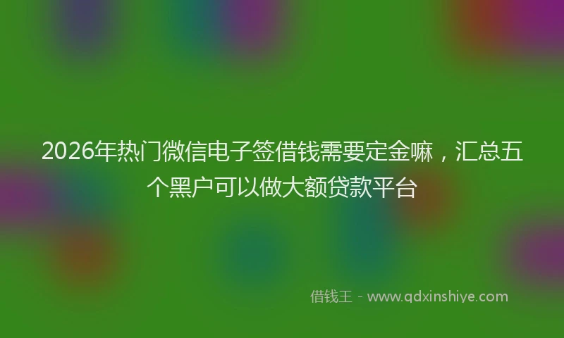 2026年热门微信电子签借钱需要定金嘛，汇总五个黑户可以做大额贷款平台