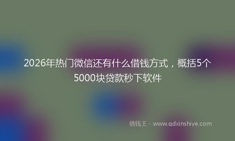 2026年热门微信还有什么借钱方式，概括5个5000块贷款秒下软件