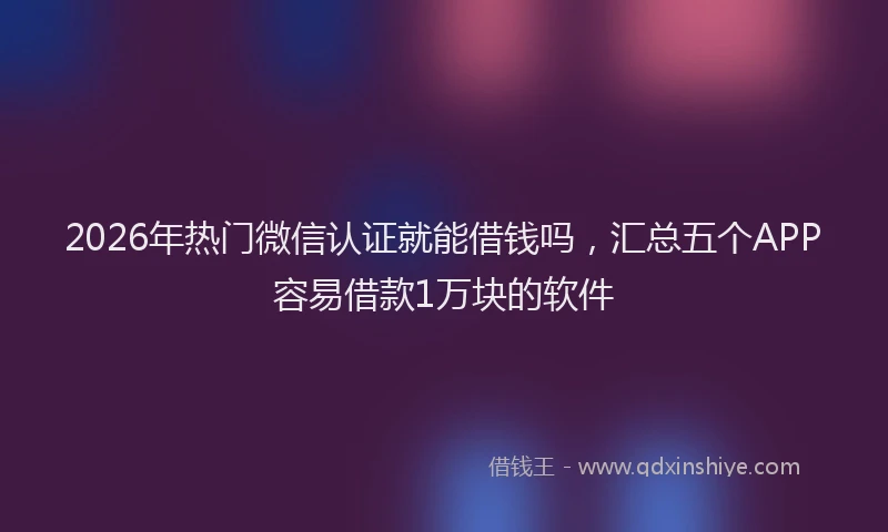 2026年热门微信认证就能借钱吗，汇总五个APP容易借款1万块的软件