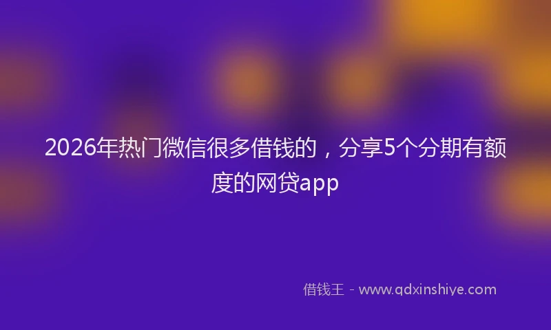 2026年热门微信很多借钱的,分享5个分期有额度的网贷app