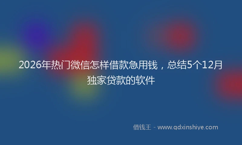 2026年热门微信怎样借款急用钱，总结5个12月独家贷款的软件