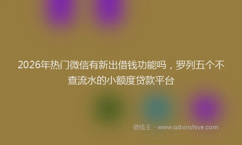 2026年热门微信有新出借钱功能吗，罗列五个不查流水的小额度贷款平台