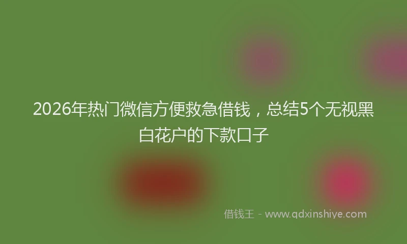 2026年热门微信方便救急借钱，总结5个无视黑白花户的下款口子