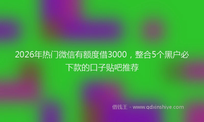 2026年热门微信有额度借3000，整合5个黑户必下款的口子贴吧推荐