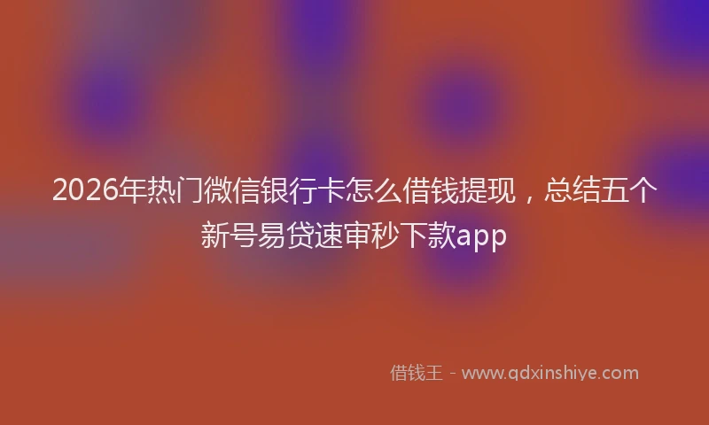 2026年热门微信银行卡怎么借钱提现，总结五个新号易贷速审秒下款app