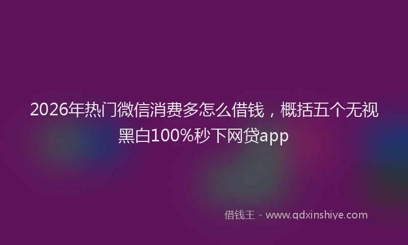 2026年热门微信消费多怎么借钱，概括五个无视黑白100%秒下网贷app