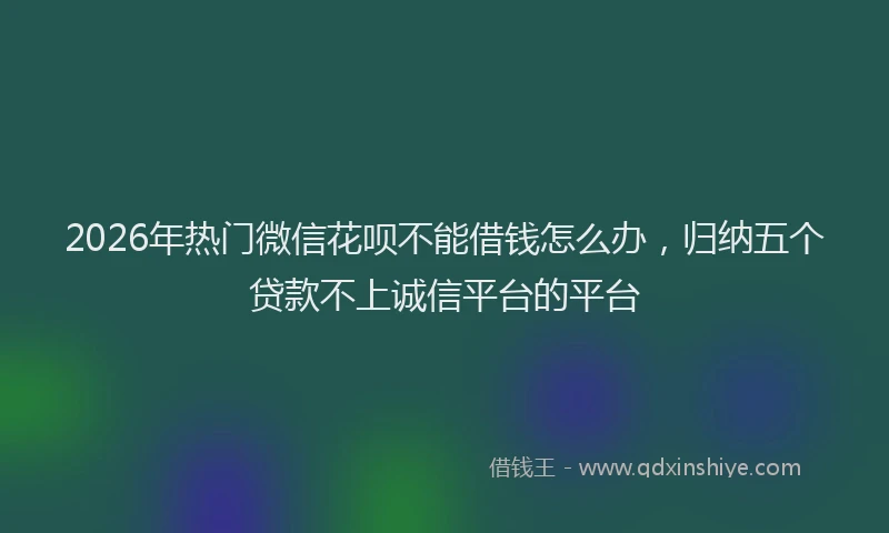 2026年热门微信花呗不能借钱怎么办，归纳五个贷款不上诚信平台的平台