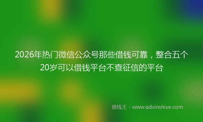 2026年热门微信公众号那些借钱可靠，整合五个20岁可以借钱平台不查征信的平台