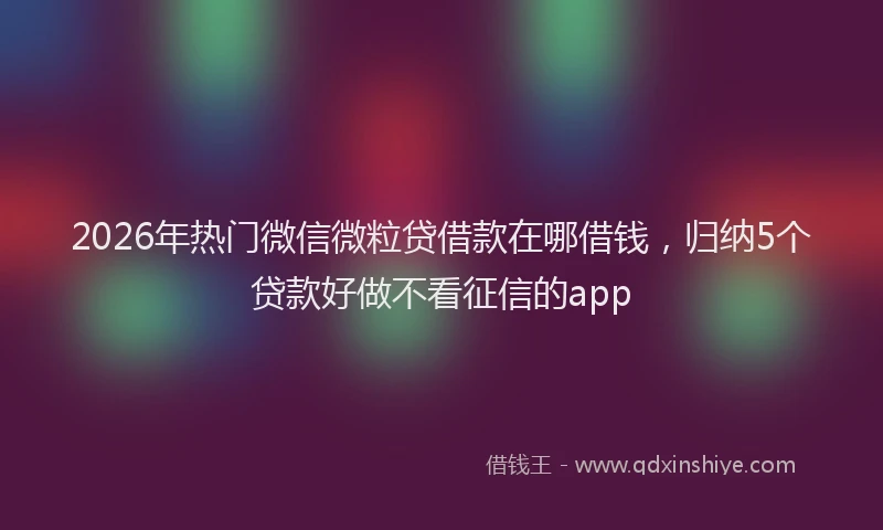 2026年热门微信微粒贷借款在哪借钱，归纳5个贷款好做不看征信的app