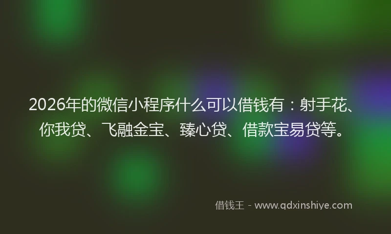 2026年的微信小程序什么可以借钱有：射手花、你我贷、飞融金宝、臻心贷、借款宝易贷等。