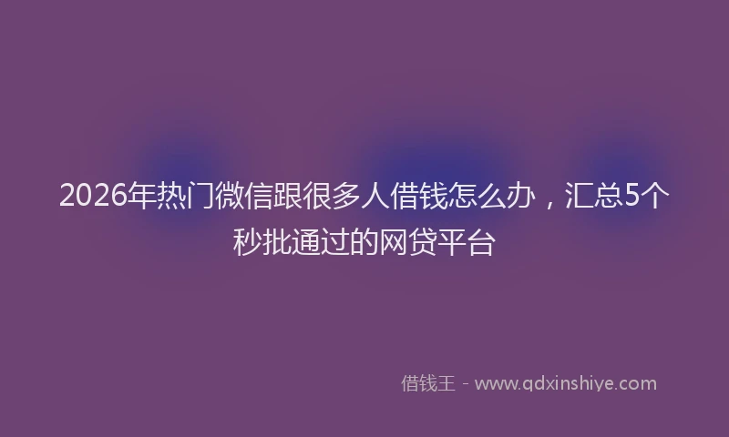 2026年热门微信跟很多人借钱怎么办，汇总5个秒批通过的网贷平台