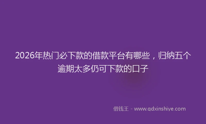 2026年热门必下款的借款平台有哪些，归纳五个逾期太多仍可下款的口子