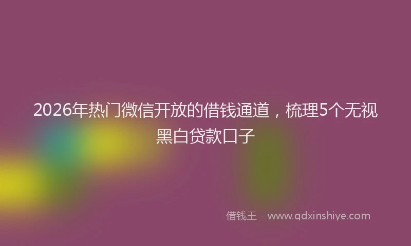 2026年热门微信开放的借钱通道，梳理5个无视黑白贷款口子