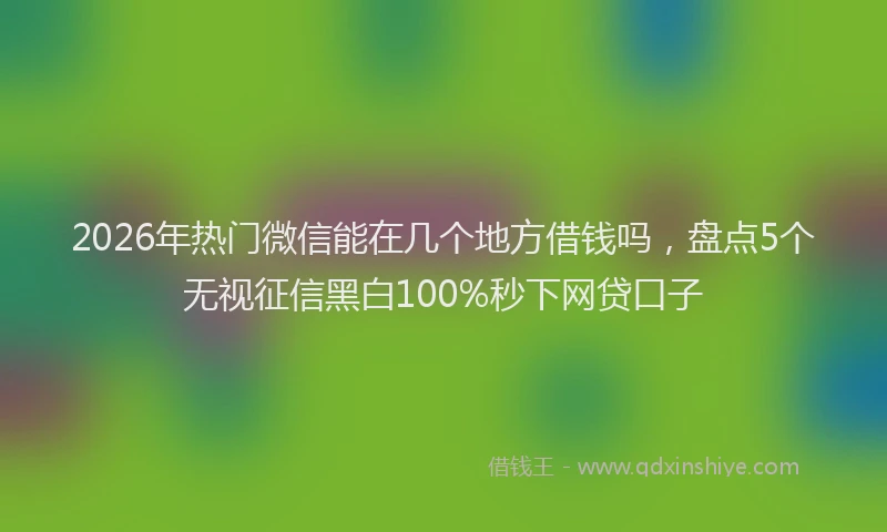 2026年热门微信能在几个地方借钱吗，盘点5个无视征信黑白100%秒下网贷口子