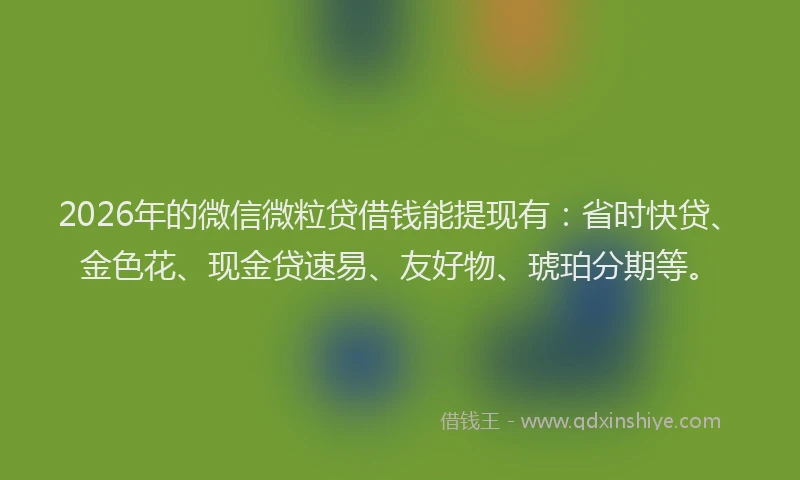 2026年的微信微粒贷借钱能提现有：省时快贷、金色花、现金贷速易、友好物、琥珀分期等。