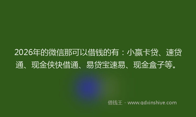 2026年的微信那可以借钱的有:小赢卡贷、速贷通、现金侠快借通、易贷宝速易、现金盒子等。