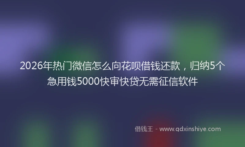 2026年热门微信怎么向花呗借钱还款，归纳5个急用钱5000快审快贷无需征信软件