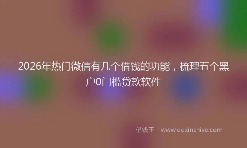 2026年热门微信有几个借钱的功能，梳理五个黑户0门槛贷款软件