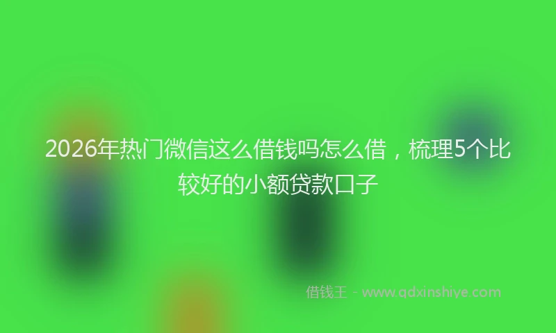 2026年热门微信这么借钱吗怎么借，梳理5个比较好的小额贷款口子