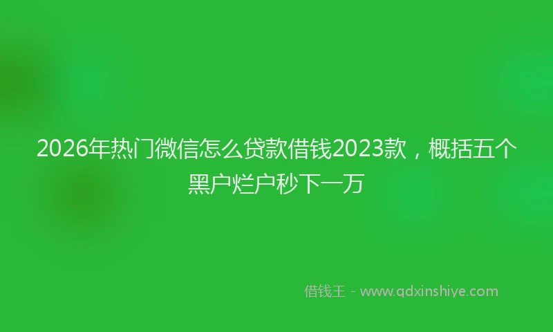 2026年热门微信怎么贷款借钱2023款，概括五个黑户烂户秒下一万
