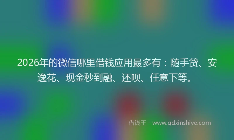 2026年的微信哪里借钱应用最多有：随手贷、安逸花、现金秒到融、还呗、任意下等。