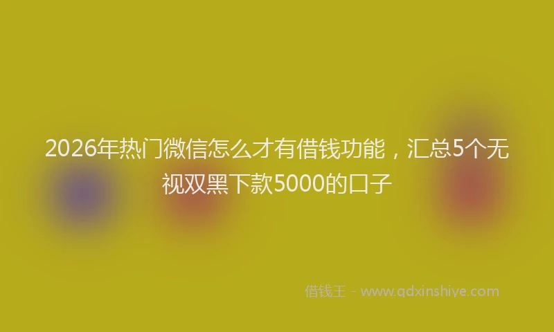 2026年热门微信怎么才有借钱功能，汇总5个无视双黑下款5000的口子