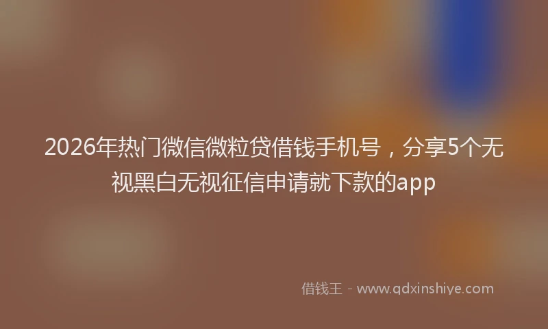 2026年热门微信微粒贷借钱手机号，分享5个无视黑白无视征信申请就下款的app