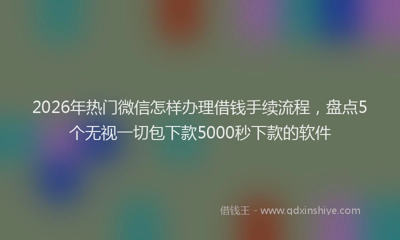 2026年热门微信怎样办理借钱手续流程，盘点5个无视一切包下款5000秒下款的软件