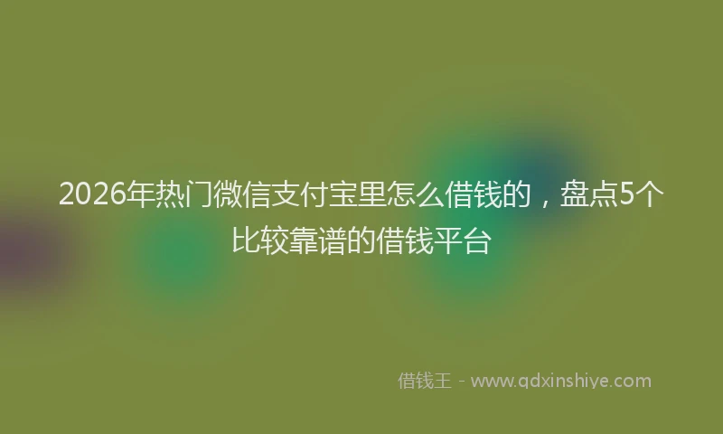 2026年热门微信支付宝里怎么借钱的，盘点5个比较靠谱的借钱平台