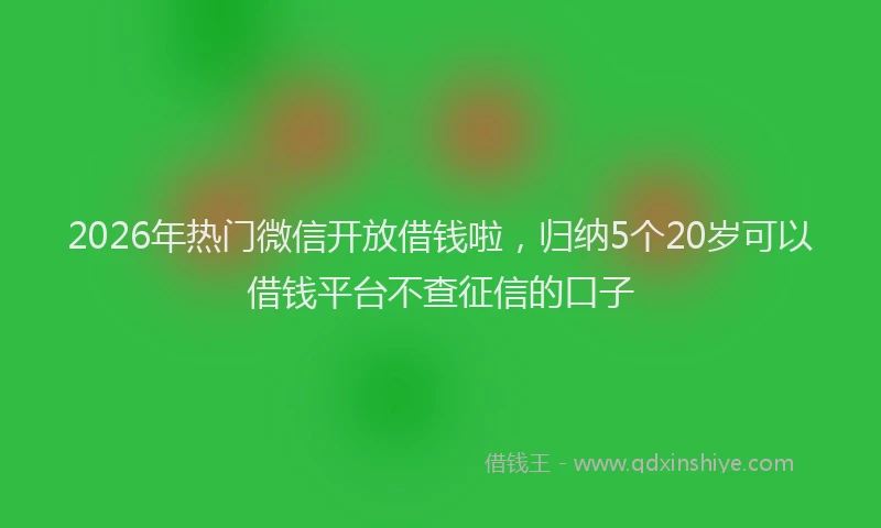 2026年热门微信开放借钱啦,归纳5个20岁可以借钱平台不查征信的口子