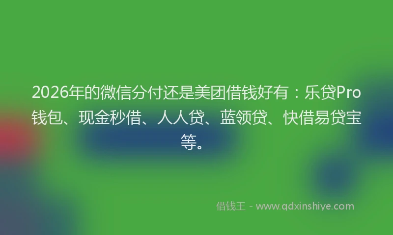 2026年的微信分付还是美团借钱好有：乐贷Pro钱包、现金秒借、人人贷、蓝领贷、快借易贷宝等。